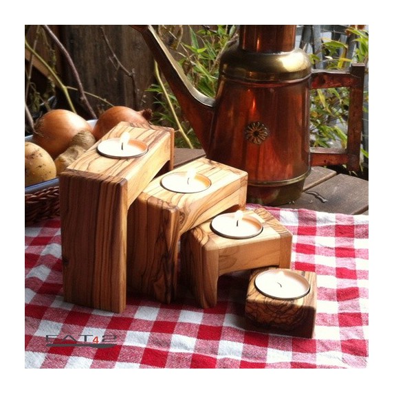 Olive Wood Spice Jar Rack Handmade Wooden Spice Storage Set gifts