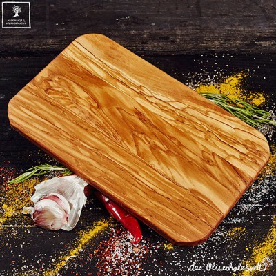 Large cutting board olive wood out of one solid piece, rectangular