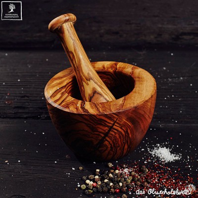 Olive Wood Mortar and Pestle Set - Forest Decor